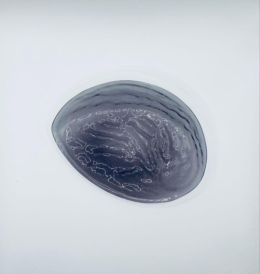 江戸ガラス 型吹きガラスあわび型皿 紫 ギヤマン びいどろ