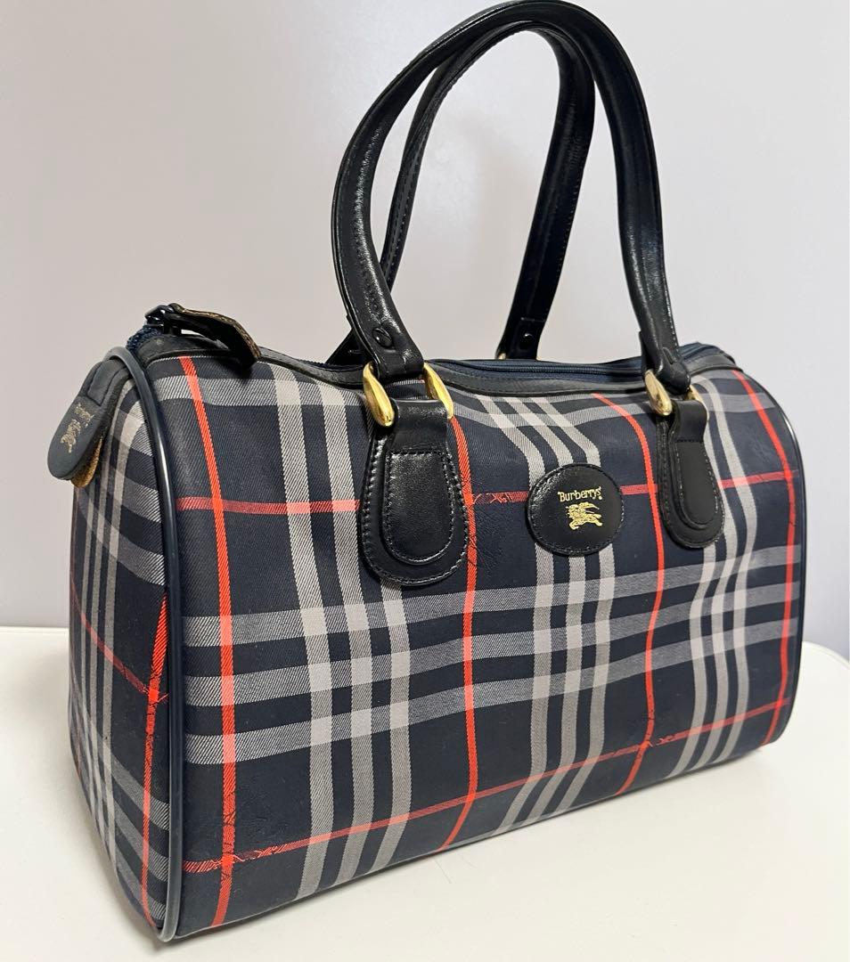 バーバリー ノバチェック ミニボストンバッグシャドーホース