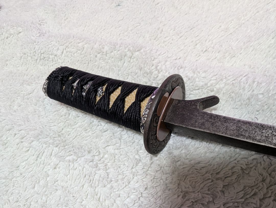 護身刀 黒色 鉄刀・兜割り・鉢割 玉龍