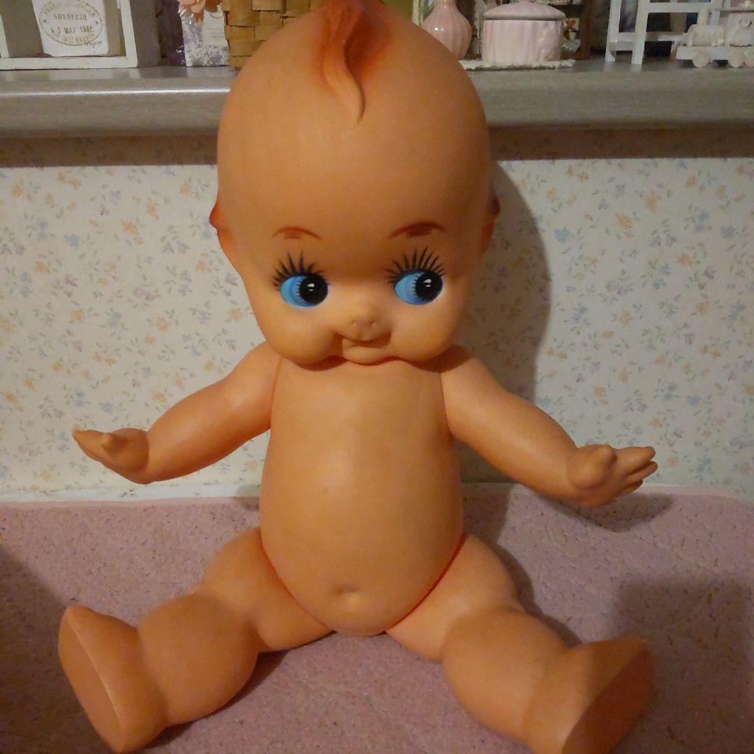 お値下げ♡昭和レトロ緑の羽根付きビッグキューピー人形非売品レア