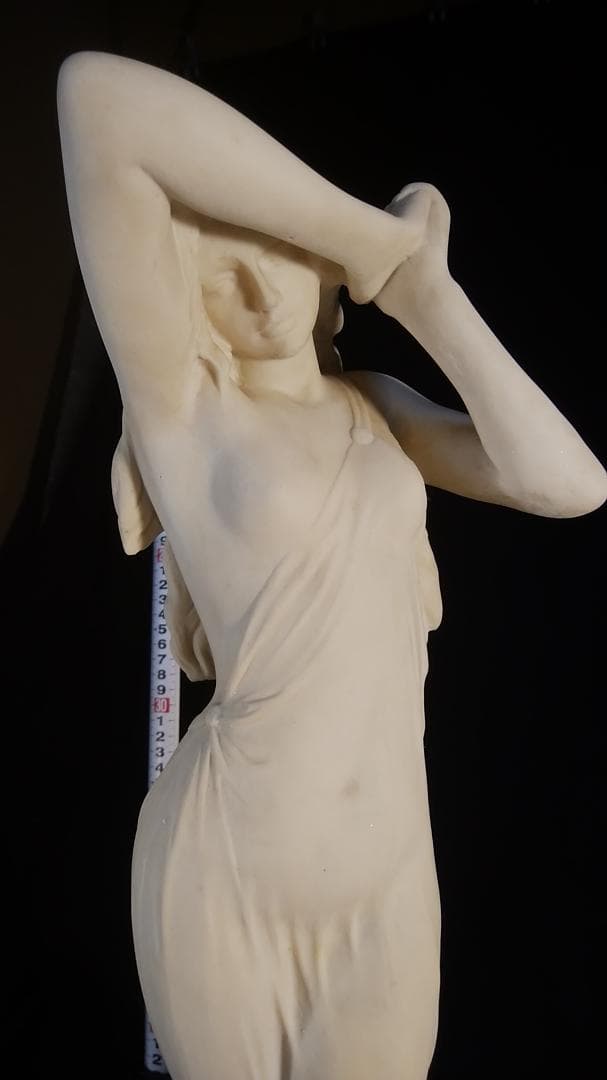 ダル作乙女☆アラバスター少女彫刻裸婦像／高53cm//白色ブロンズ銅像