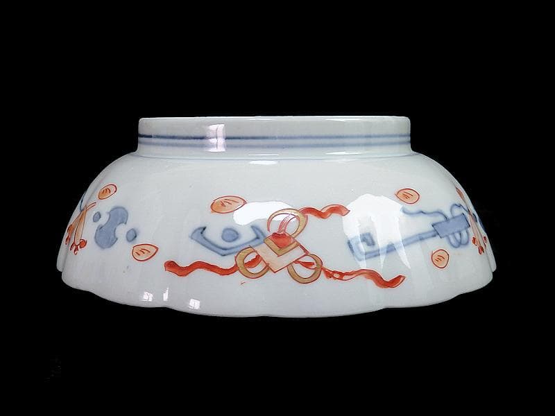 古伊万里　金襴手　牡丹に松竹梅の図　大振膾皿　３客　C784AS-CFz