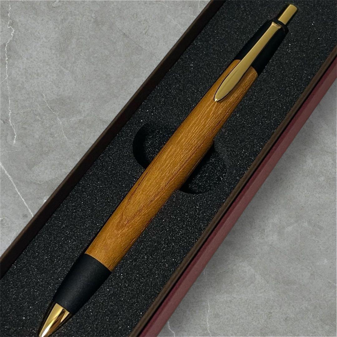 485 超極上 黒柿 孔雀杢 木軸シャーペン ボールペン 黒柿緑孔雀杢