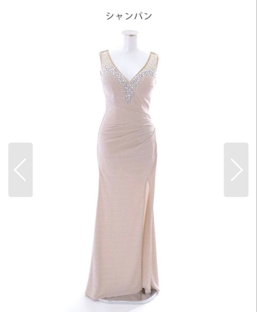 スリット入り ロングドレス シャンパン Jewels