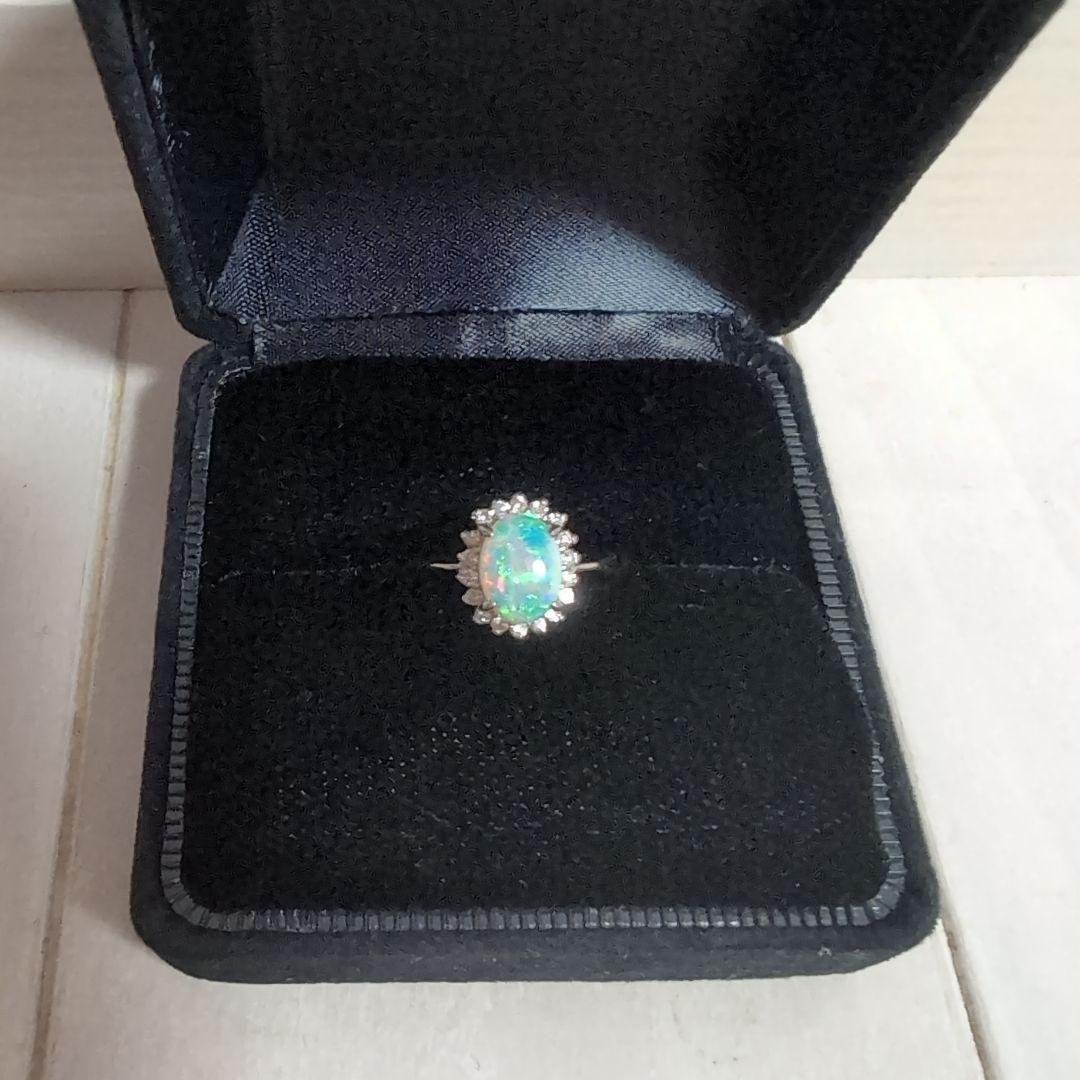 7*3様 Pt900 天然 オパール ダイヤモンド プラチナ　リング 6号