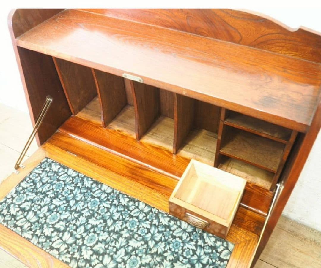 1095 アンティーク 欅のライティングデスク 帳場机 文机 テーブル