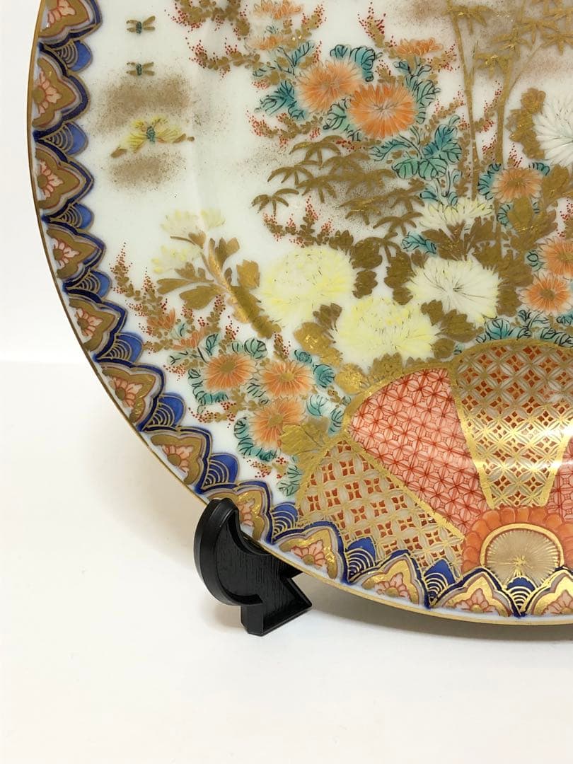 明治香蘭社 オールド香蘭社 上絵金彩菊花秋草文 6寸皿