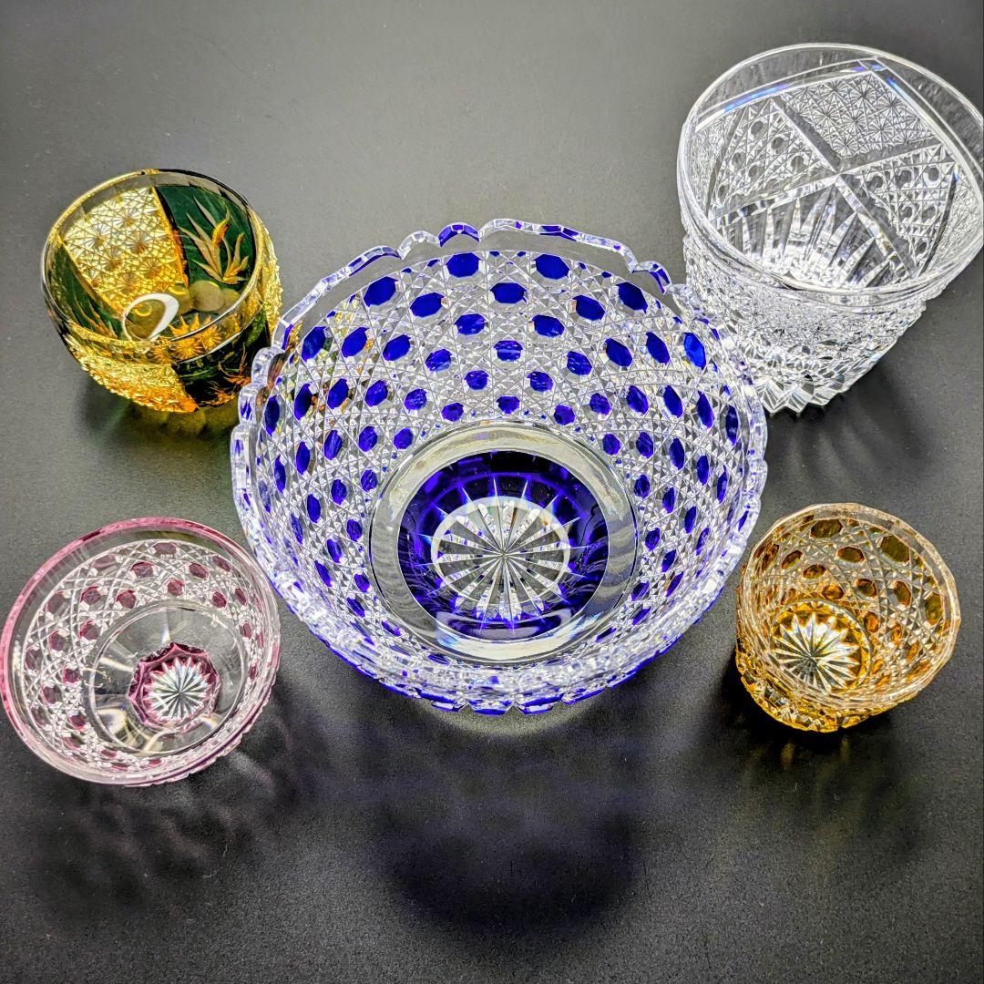 江戸切子 堀口硝子 籠目紋様 向付鉢 ✿最高級品✿【 未