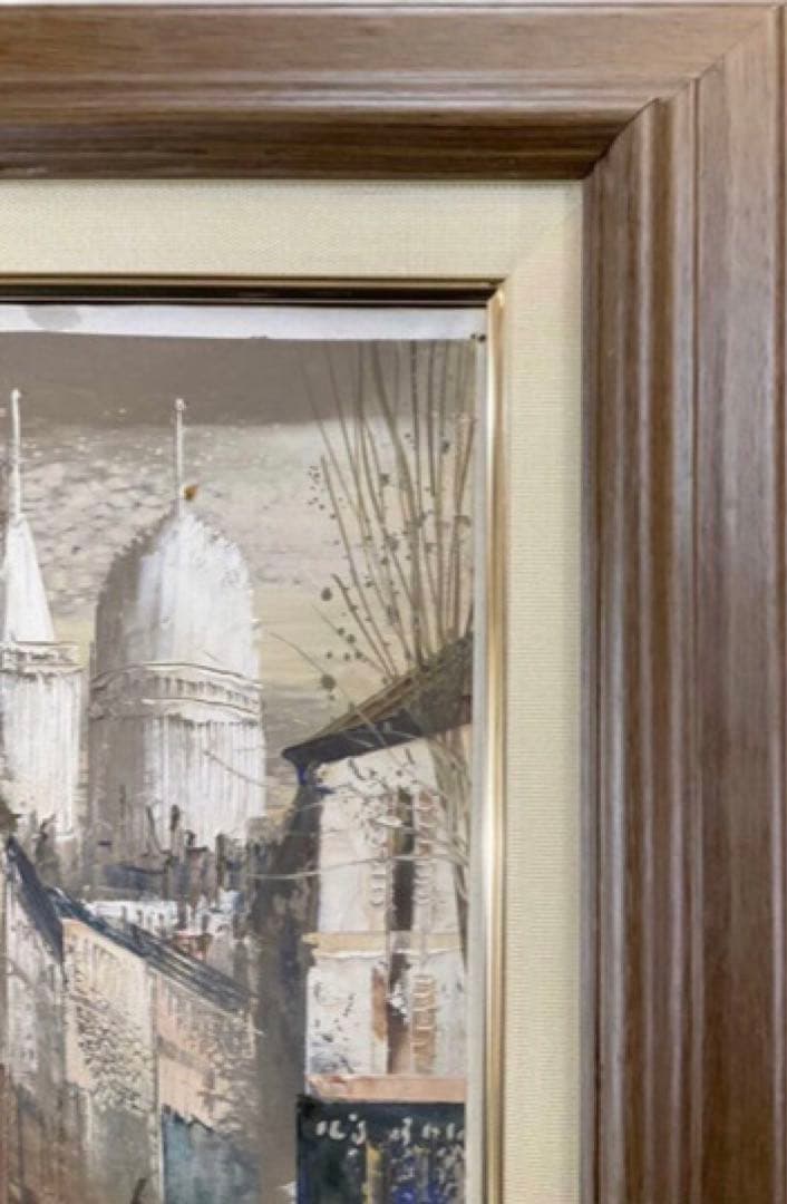 モンマルトル サクレクール寺院 油彩 額装 F4号 作者不詳 サインあり 送込