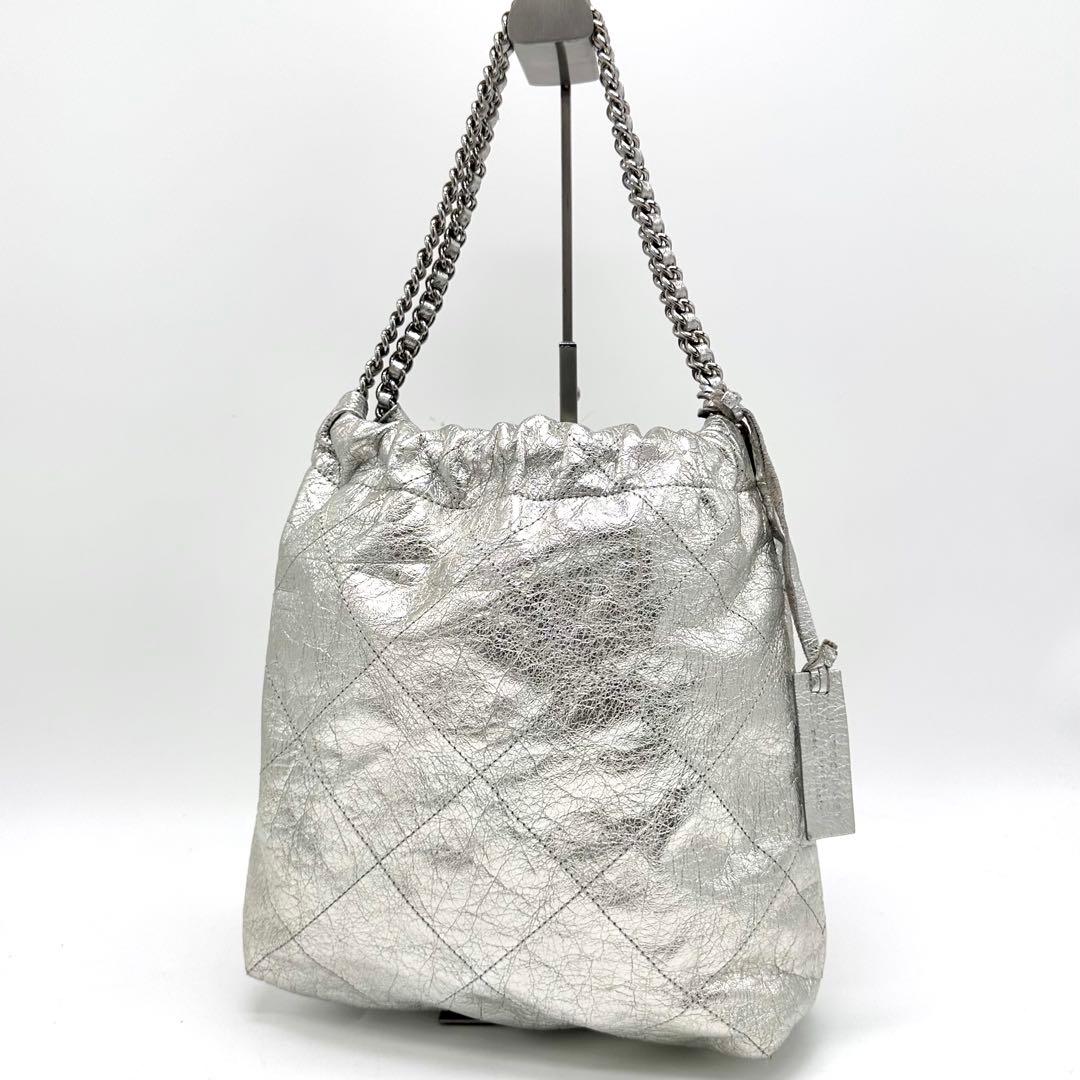 【美品】MARCO MASI チェーンショルダーバッグ キルティング シルバー