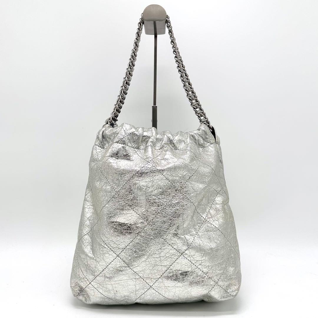 【美品】MARCO MASI チェーンショルダーバッグ キルティング シルバー