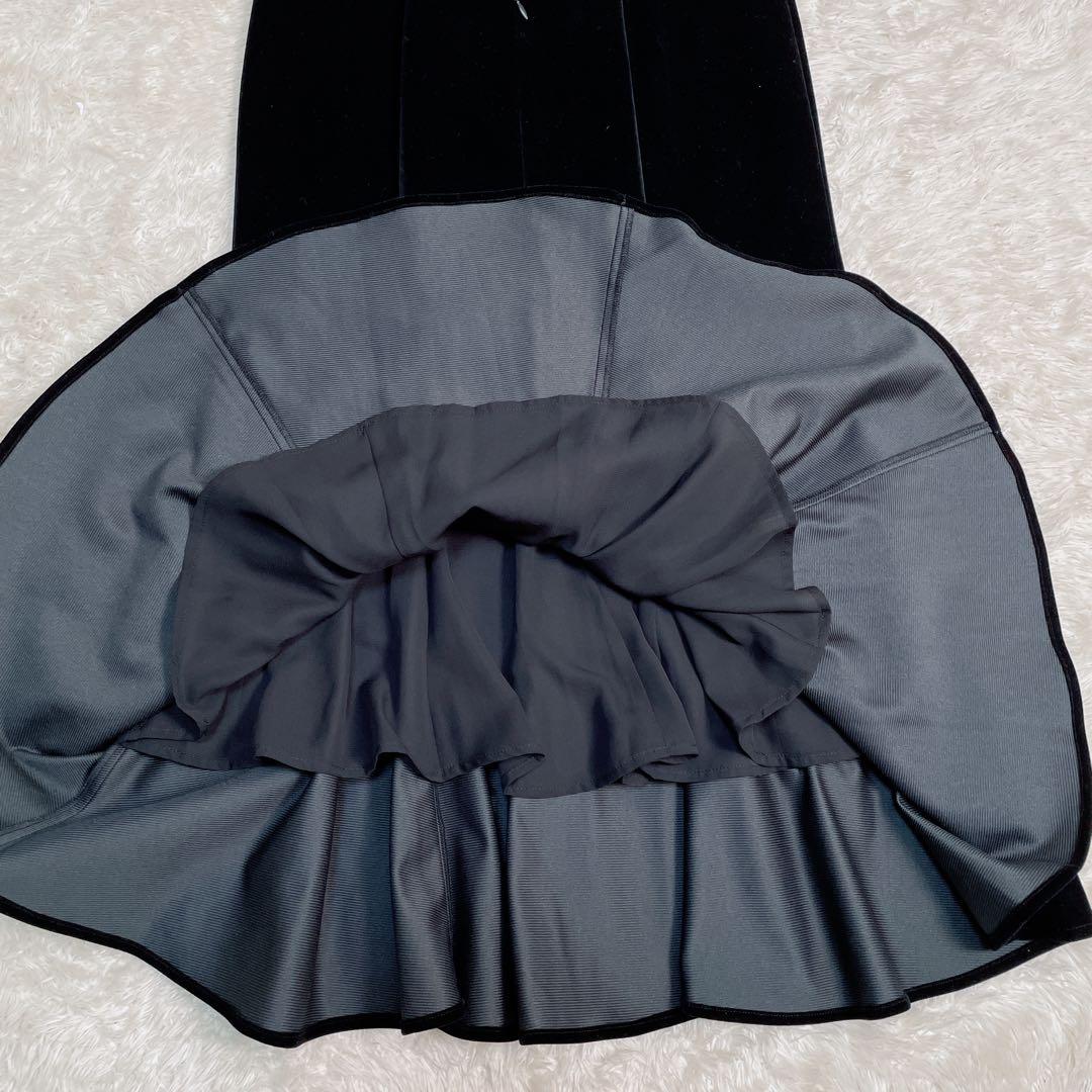 Leja アシンメトリービックカラー　ベロア　マーメイドワンピース　ドレス　S