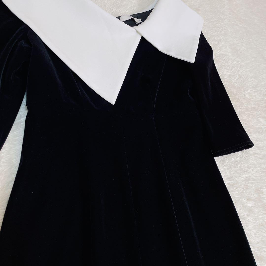 Leja アシンメトリービックカラー　ベロア　マーメイドワンピース　ドレス　S