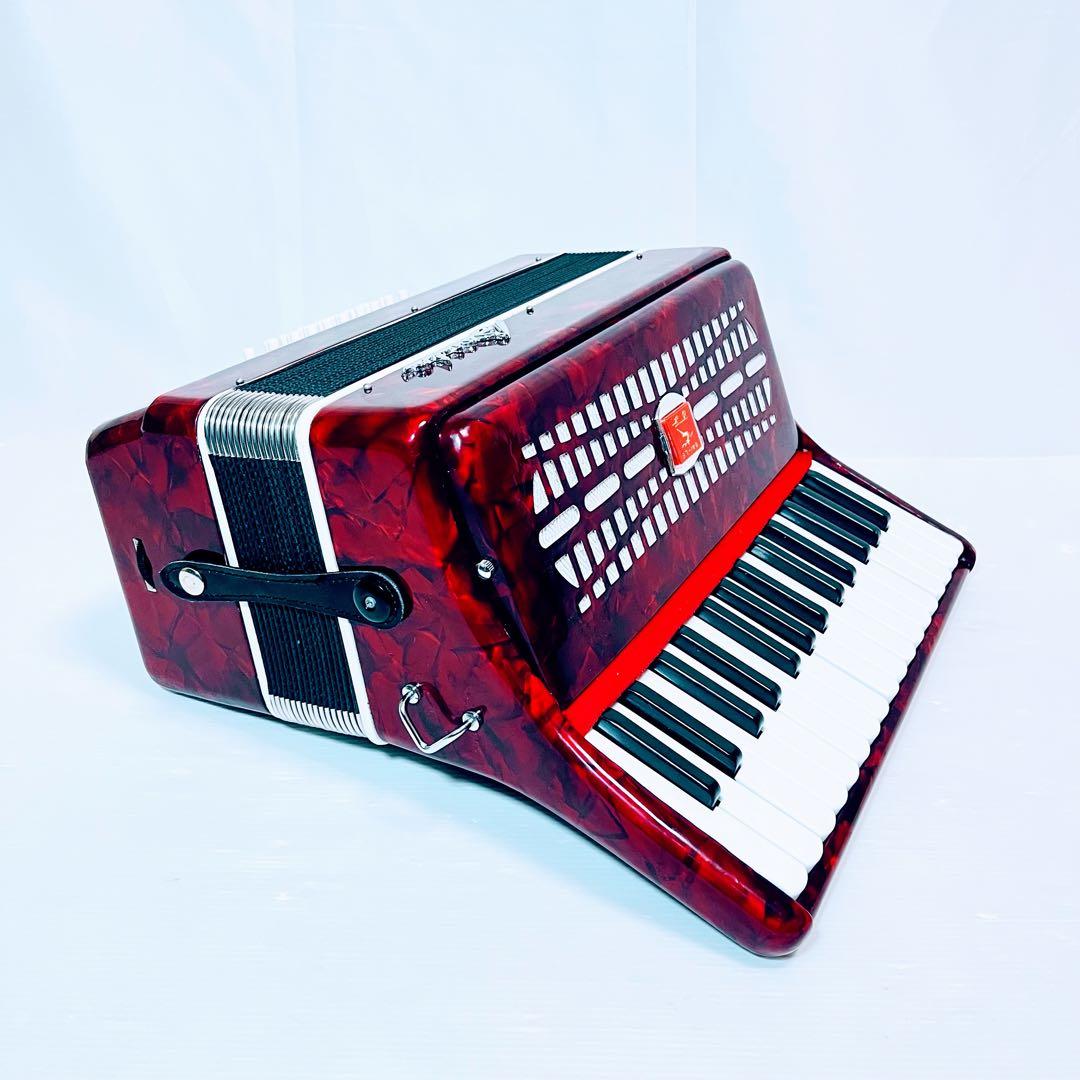 美品 BAI-LE アコーディオン M2019 レッド 30鍵モデル 24ベース