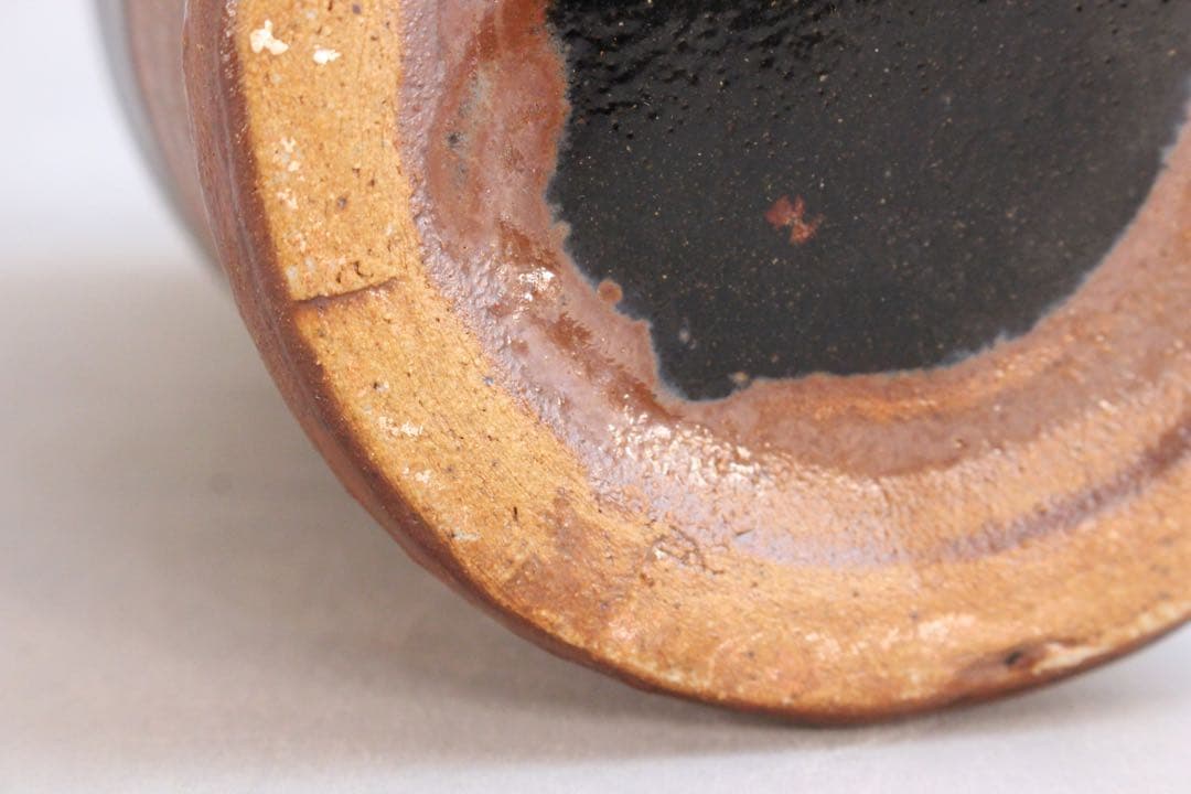 4438 益子窯　木村一郎 造　三彩壷　高さ19.7cm 陶印有　共箱　送料無料