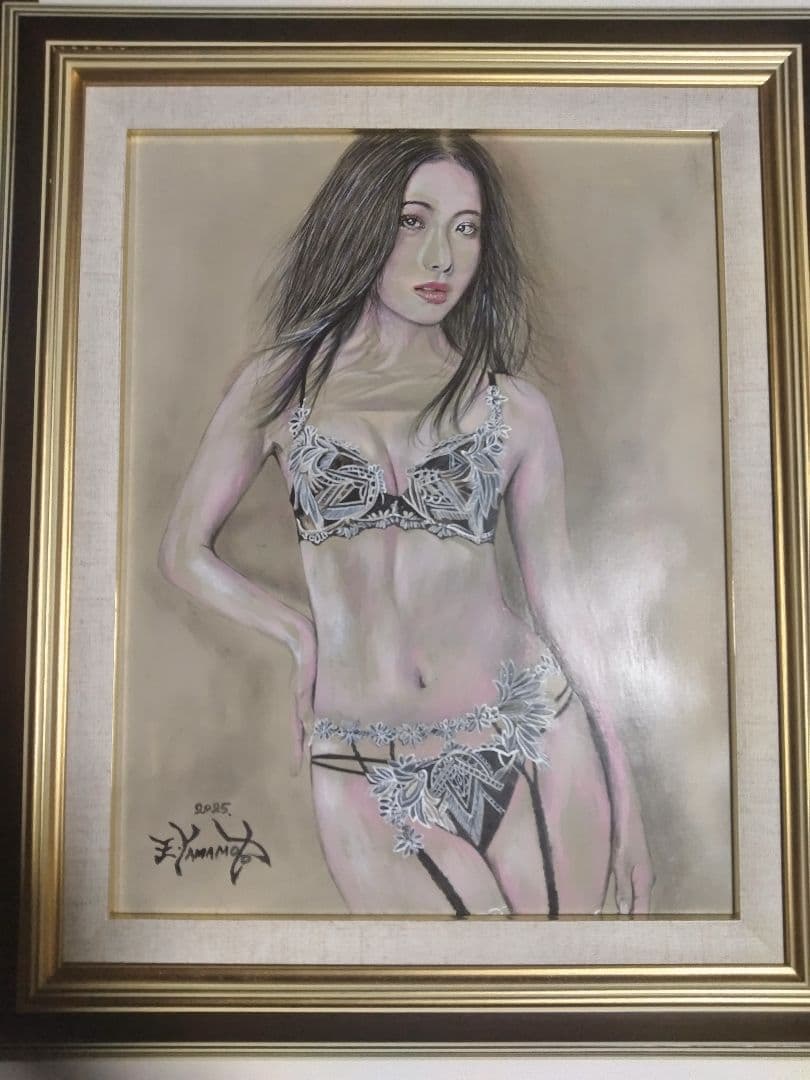 裸婦、美人画、絵画6Fしなり、S山本英二、額縁、肉筆、高塚省吾、森本草介、一点物