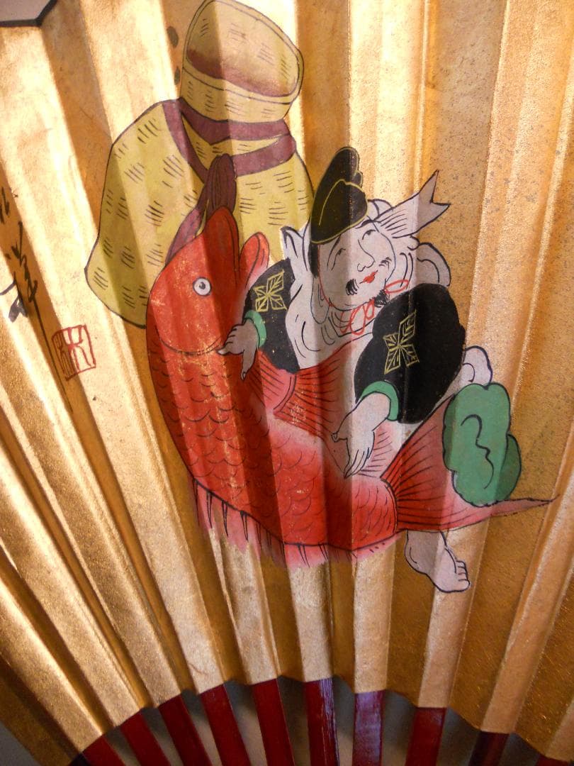 開運 招福 大扇 吉祥 恵比寿 大国 紙本 希少 珍品 入手困難 美品 です。
