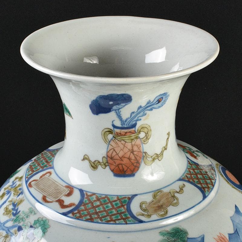 中国　色絵　人物文瓶　高さ約36cm　D　R5482B