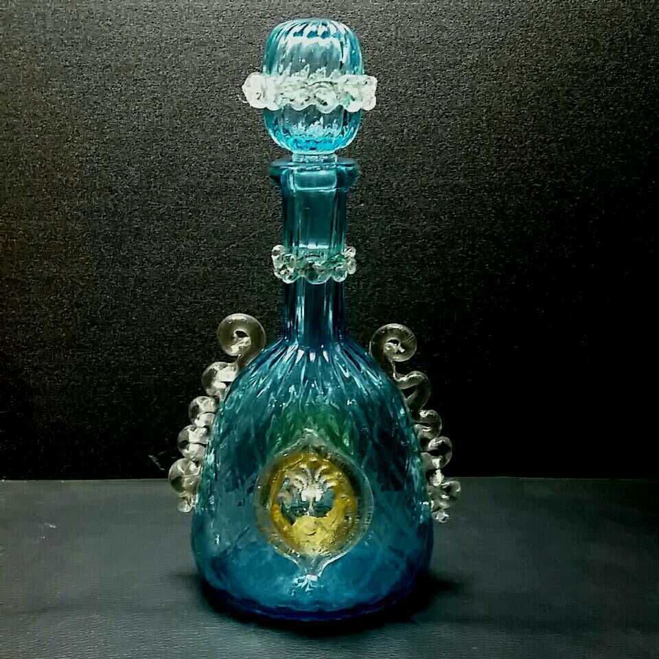 MURANO GLASS ムラノ ブルー ライオン モチーフ 装飾 デカンタ MURANO GLASS ムラノ ブルー ライオン モチーフ 装飾 デカンタ MURANO