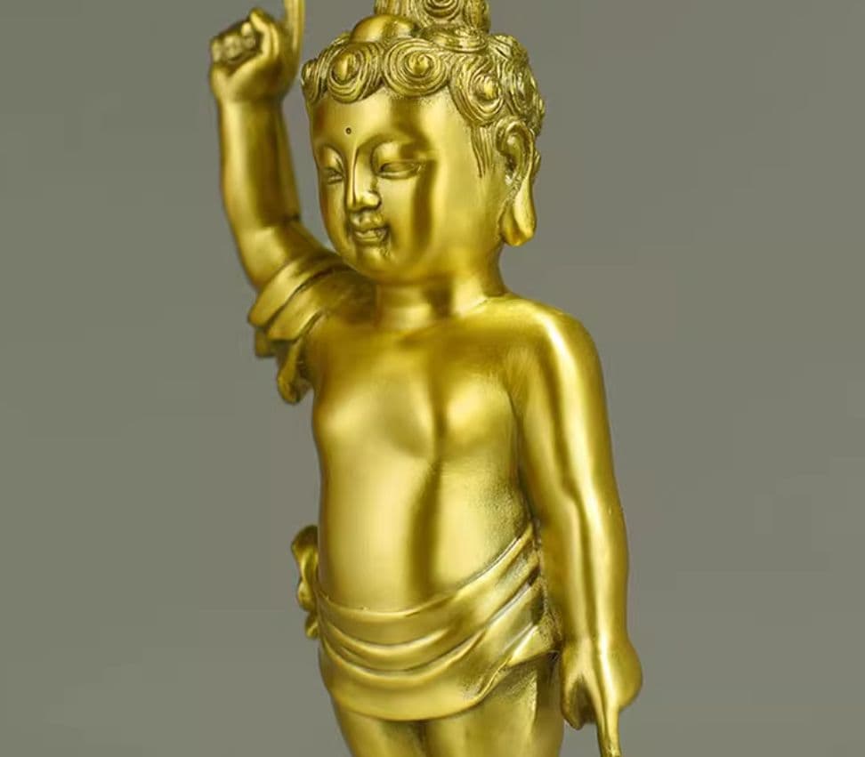 仏像 釈迦誕生仏 銅製 立像 お釈迦様 置物 仏具 お釈迦さま像