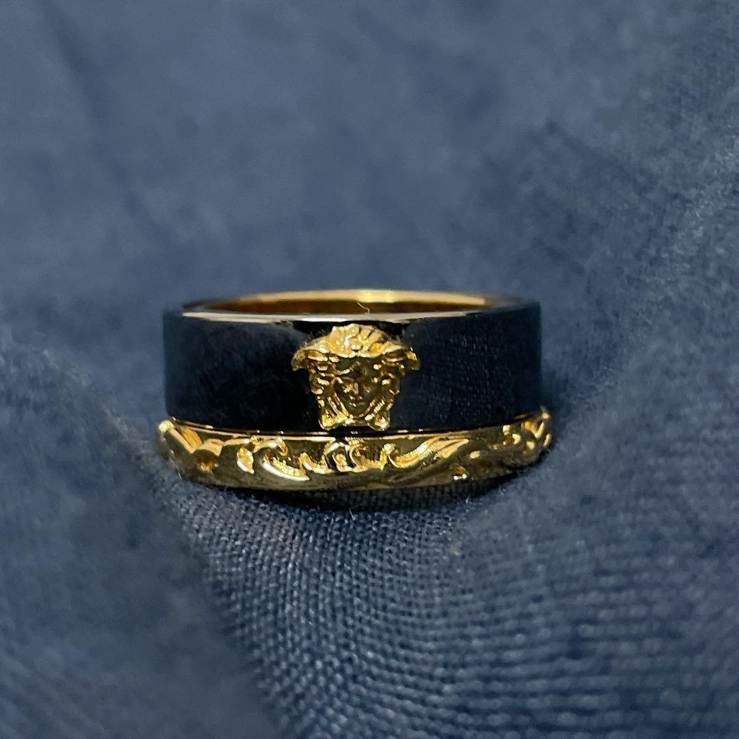 【レア・新品未使用】VERSACE ヴェルサーチェ リング ゴールド×ブラック