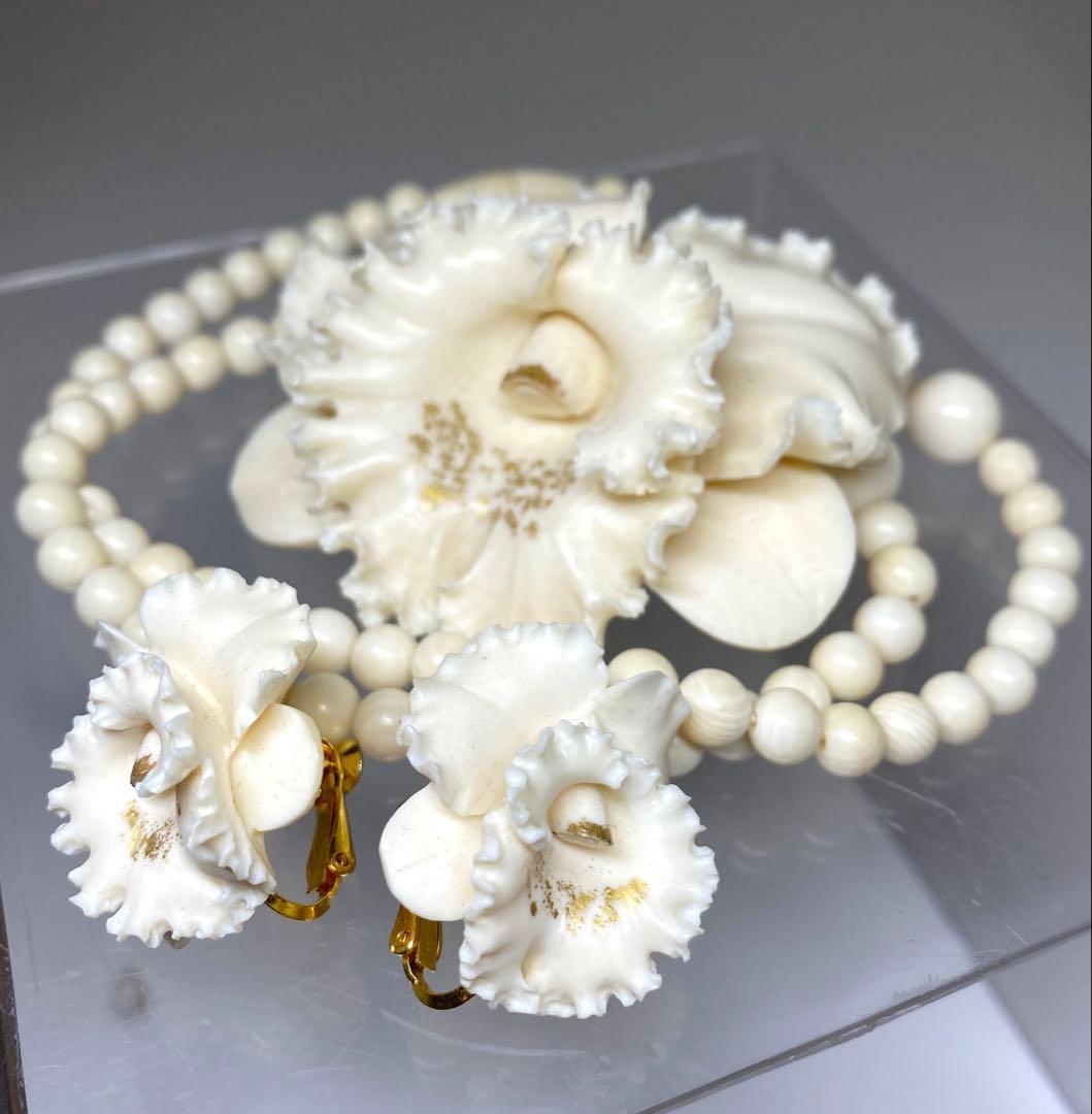 荒巻秀美作 カトレアネックレス、イヤリング 共箱 72g 東Y7-0220☆2F