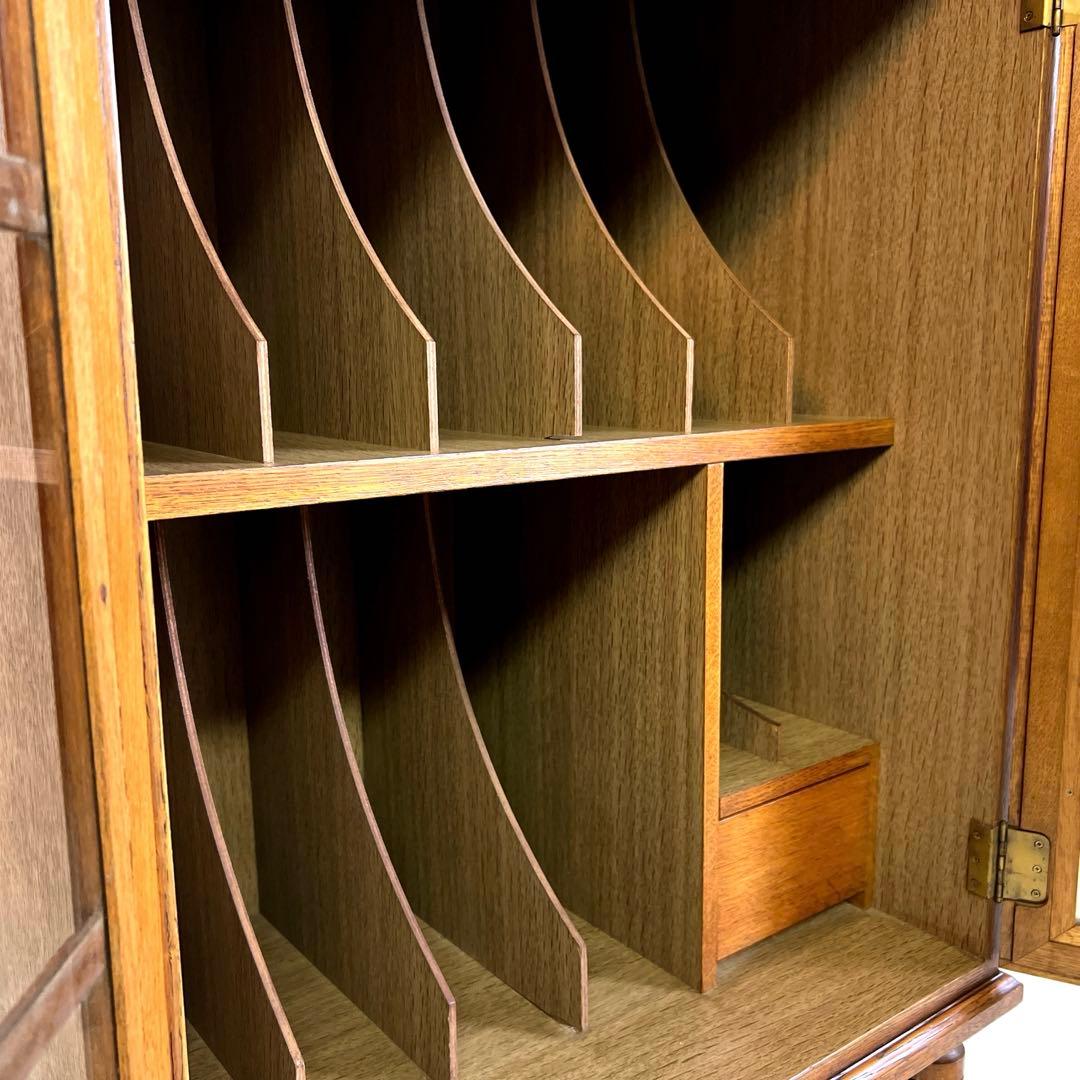 レコードキャビネット・レコードラック 木製ガラス扉・アナログ