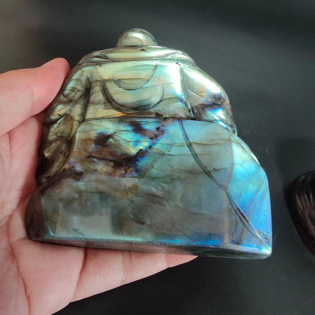 超美品 ラブラドライト 布袋様 天然石 風水 鉱物 パワーストーン