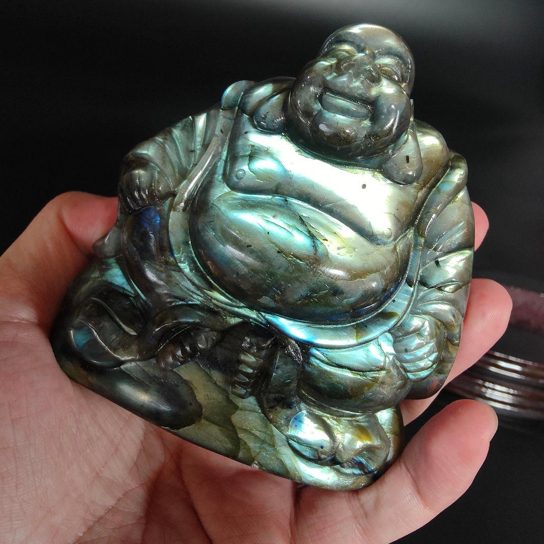 超美品 ラブラドライト 布袋様 天然石 風水 鉱物 パワーストーン