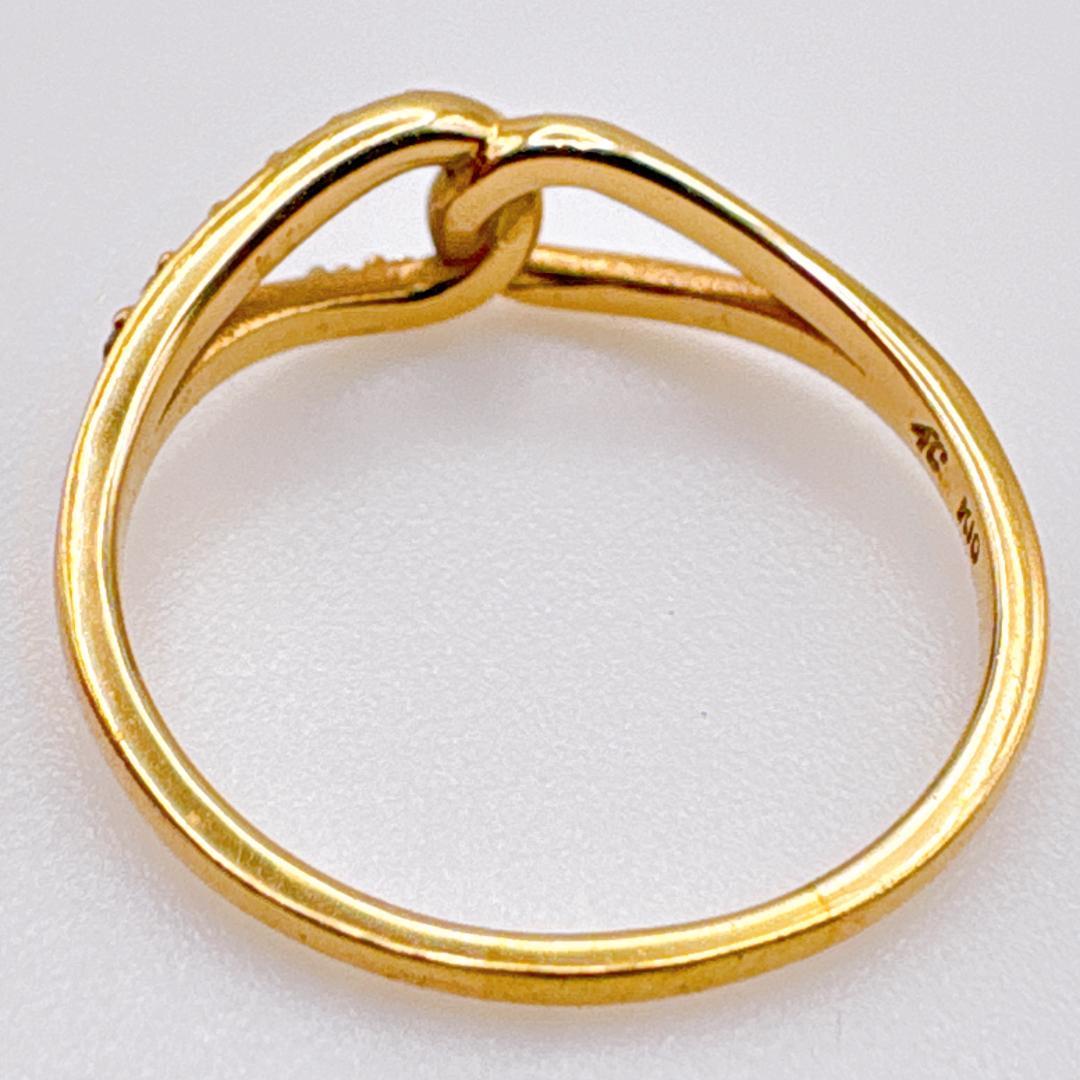 【4℃】K10YG ダイヤモンドライン 細身ツイストリング 15〜15.5号