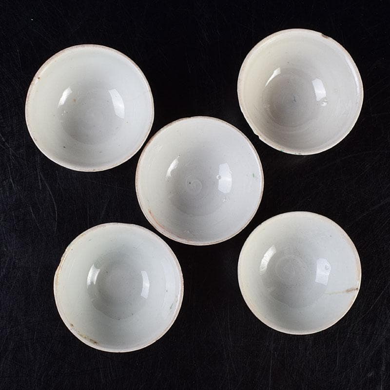 中国 古渡 赤絵呉須 花草文 煎茶碗 五客 時代箱 V R9530