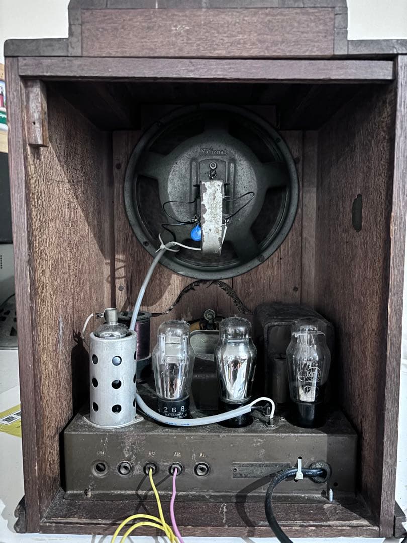 真空管ラジオ 昭和レトロ 並四ラジオ 松下電器製作所 戦前 裏蓋有 整備済