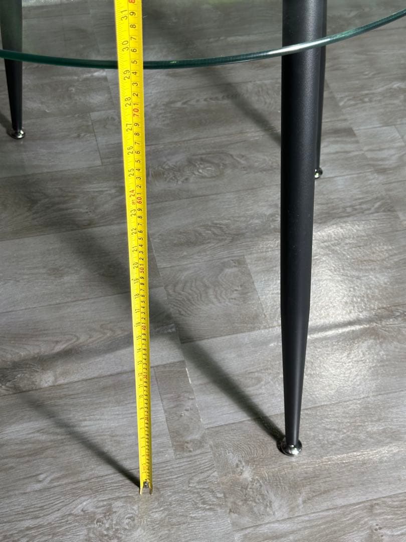 丸テーブル オシャレ 強化ガラス テーブル ラクラク組立 新品 未使用