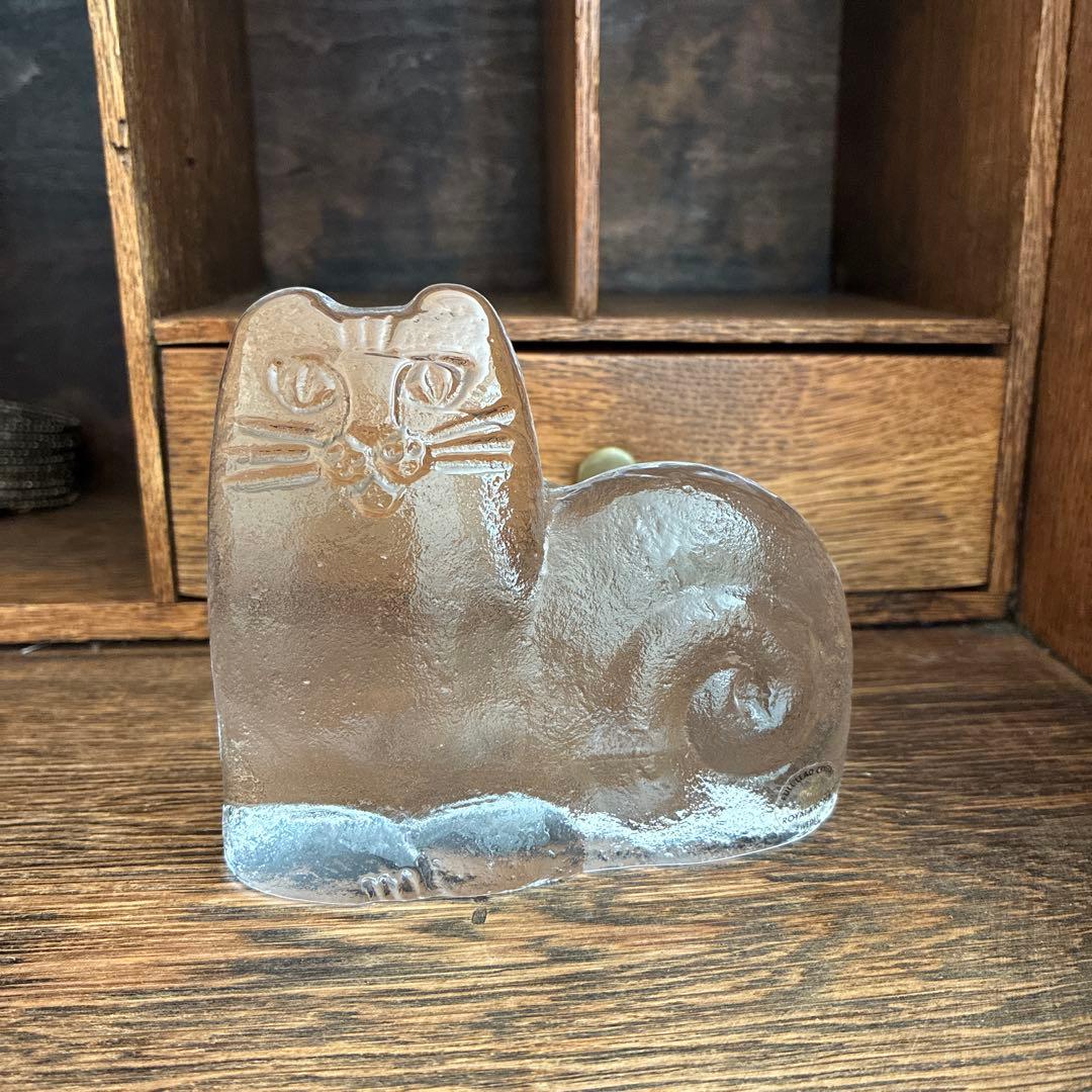 Lisa Larson /リサラーソン ロイヤルクローナ ガラスオブジェ 猫