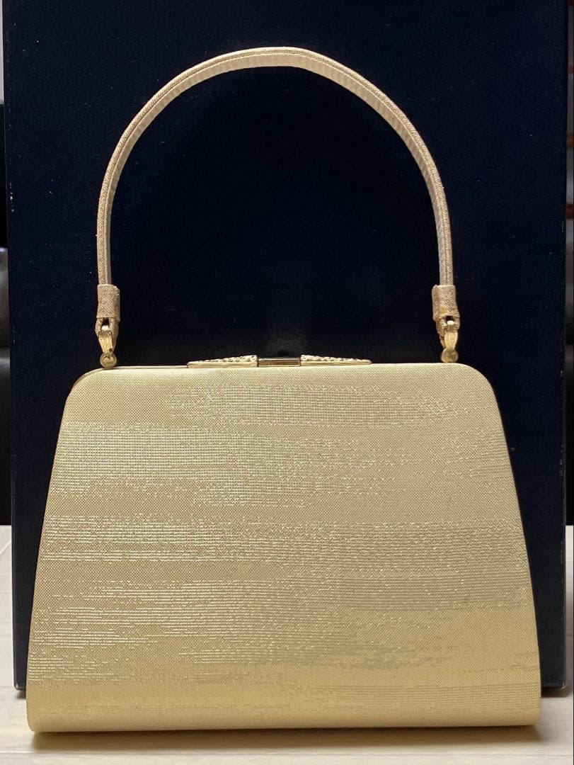 《未使用》佐賀錦　草履バッグセット　東京芝山　正絹　ゴールド　金糸