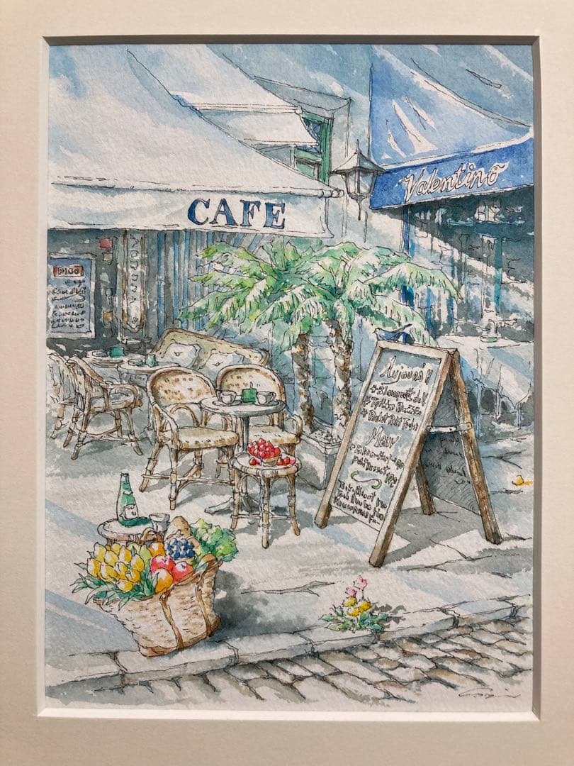 【真作】内田新哉「VALENTINO」水彩原画 直筆サイン 裏書き有り 絵画