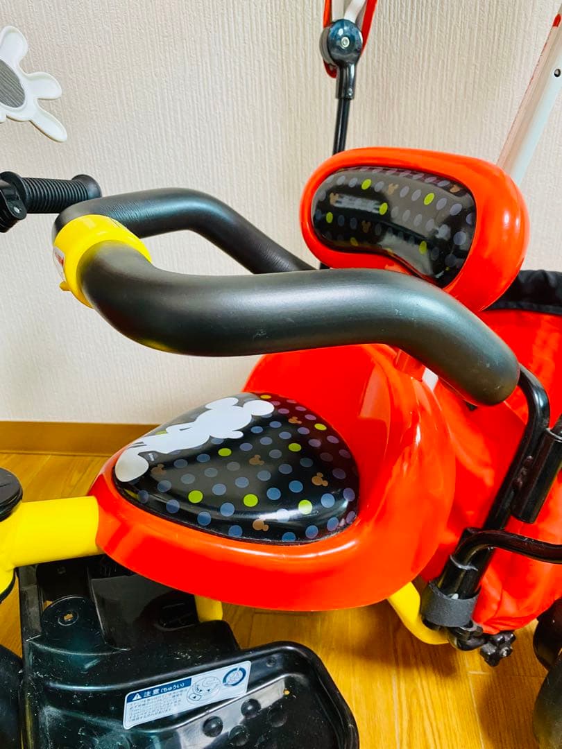 美品、室内使用・室内保管】子供 三輪車 手押し棒 ides ミッキー三輪車