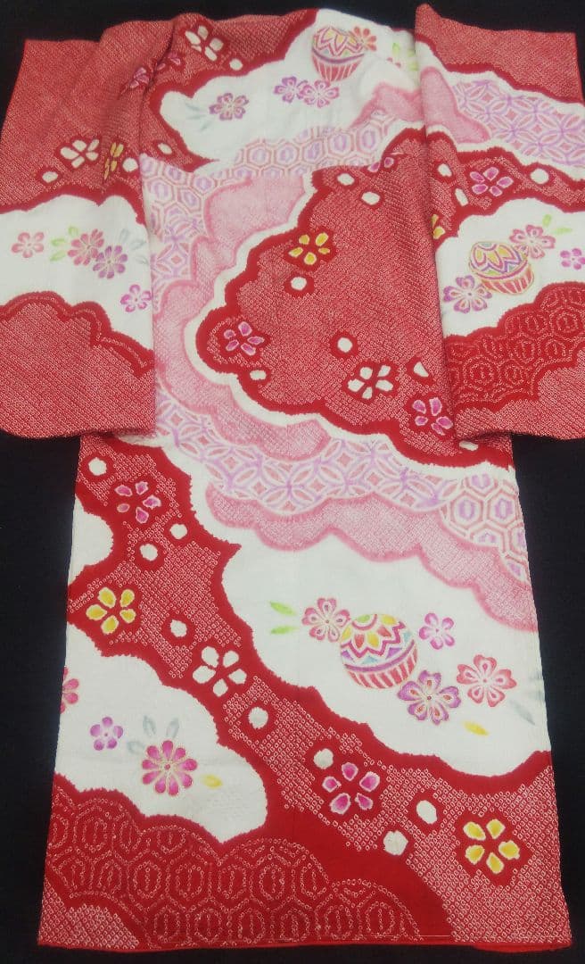 ★売約品★特選総絞り 七歳お祝い着物 帯シメ、長襦袢、小物セット