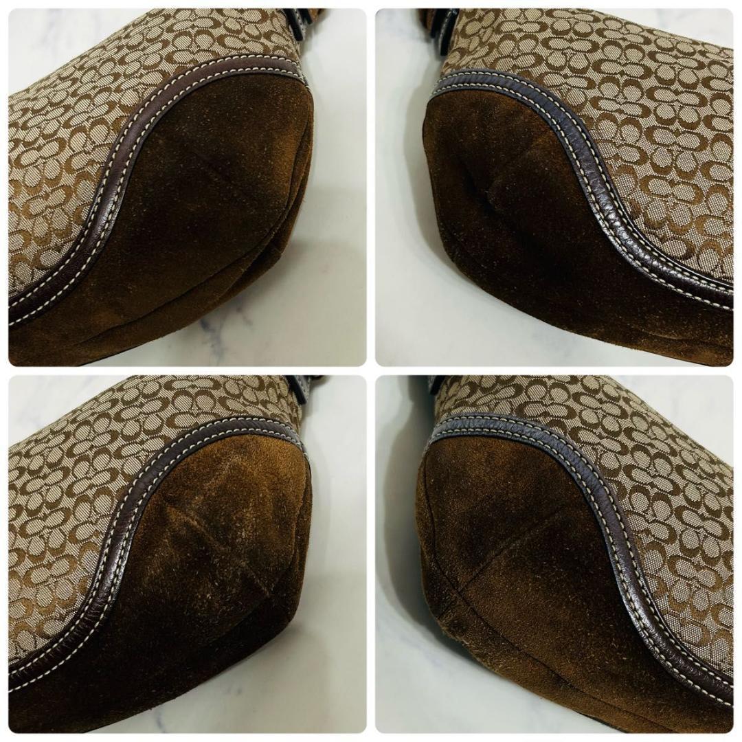 コーチ　ホーボー　ワンショルダーバッグ　スエード　キャンバス　シグネチャー