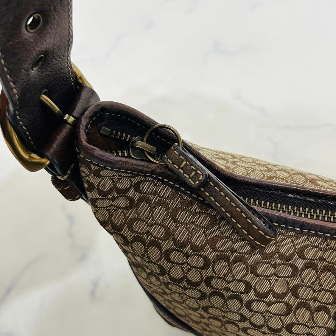 コーチ　ホーボー　ワンショルダーバッグ　スエード　キャンバス　シグネチャー