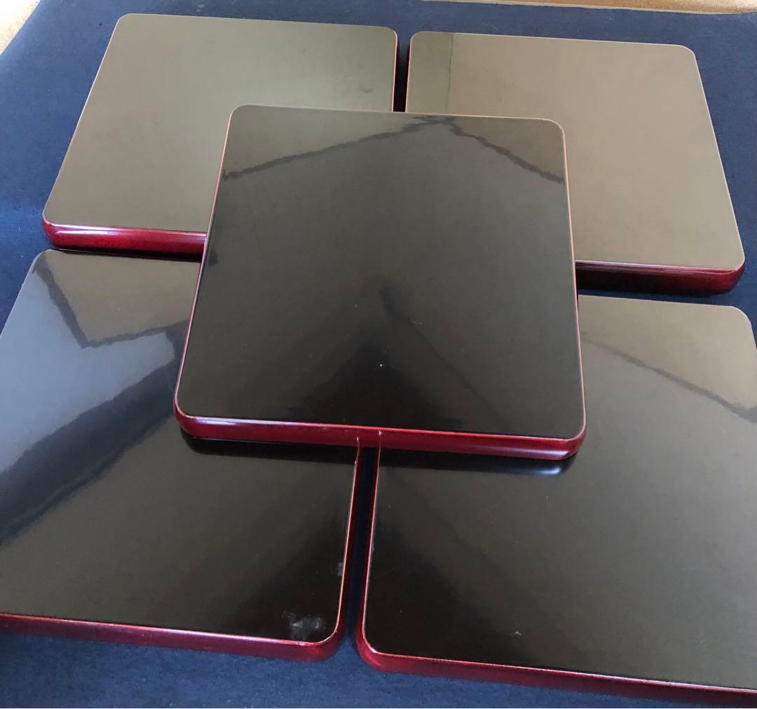 《R》春慶塗 四方膳5客 会席膳 銘々膳 隅丸 木製漆器 木箱　251216お5