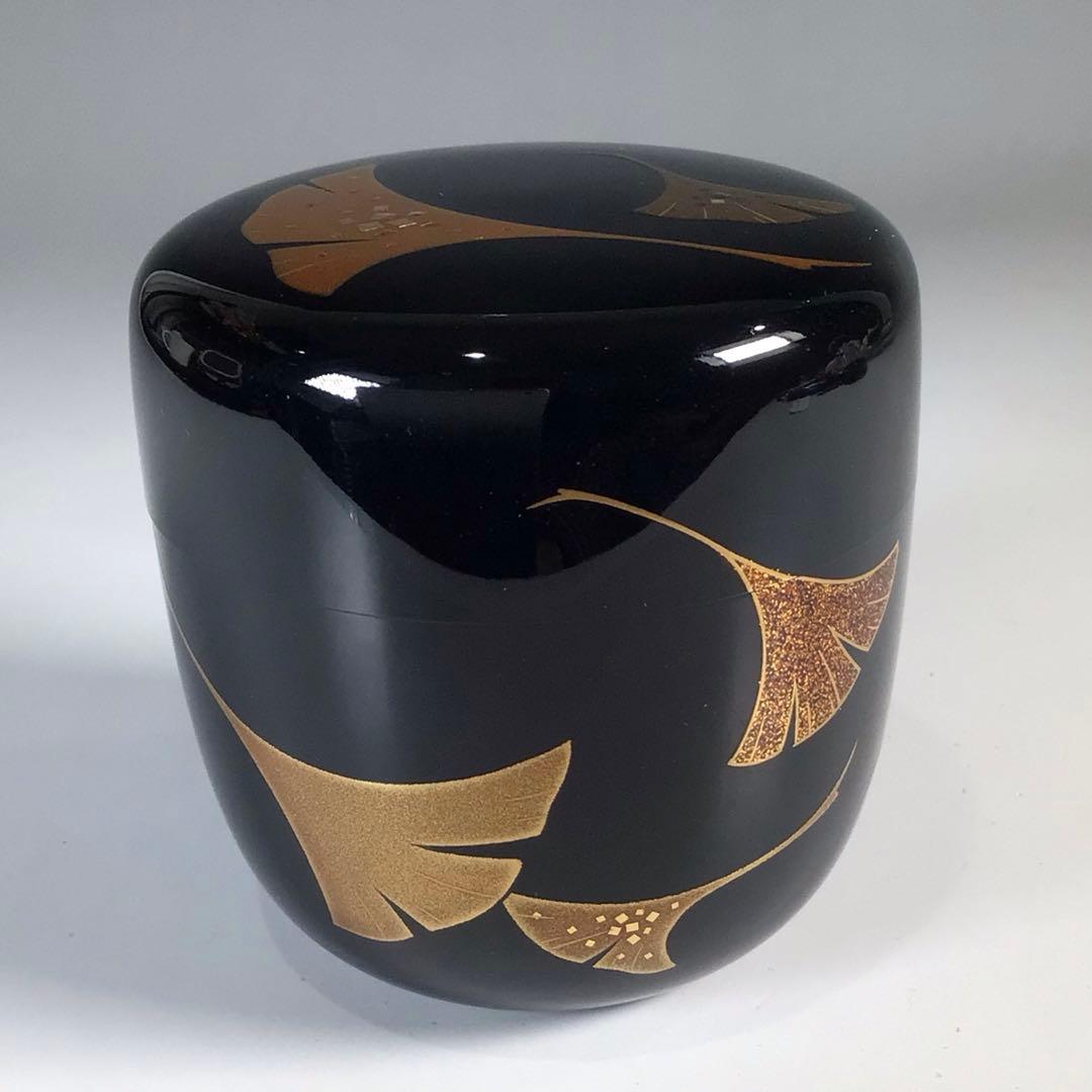 Ｎ８１９　棗　『鈴谷鐡五郎作』『螺鈿』『銀杏蒔絵』『中棗』　共箱　茶道具