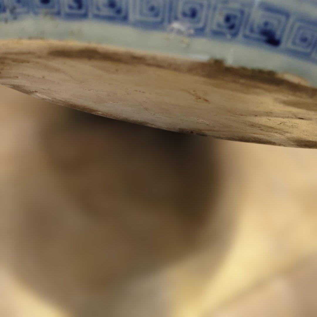 骨董　火鉢　伊万里　染め付け　テーブル　水鉢　金魚　めだか