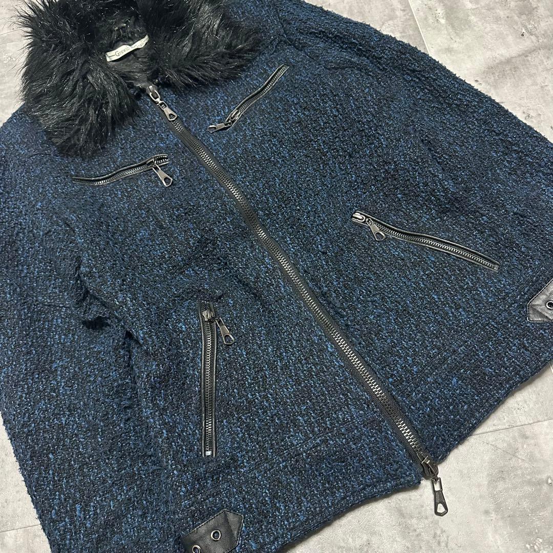 00s Y2K archive 鬼ファー ツイード ジャケット お兄系 平成初期