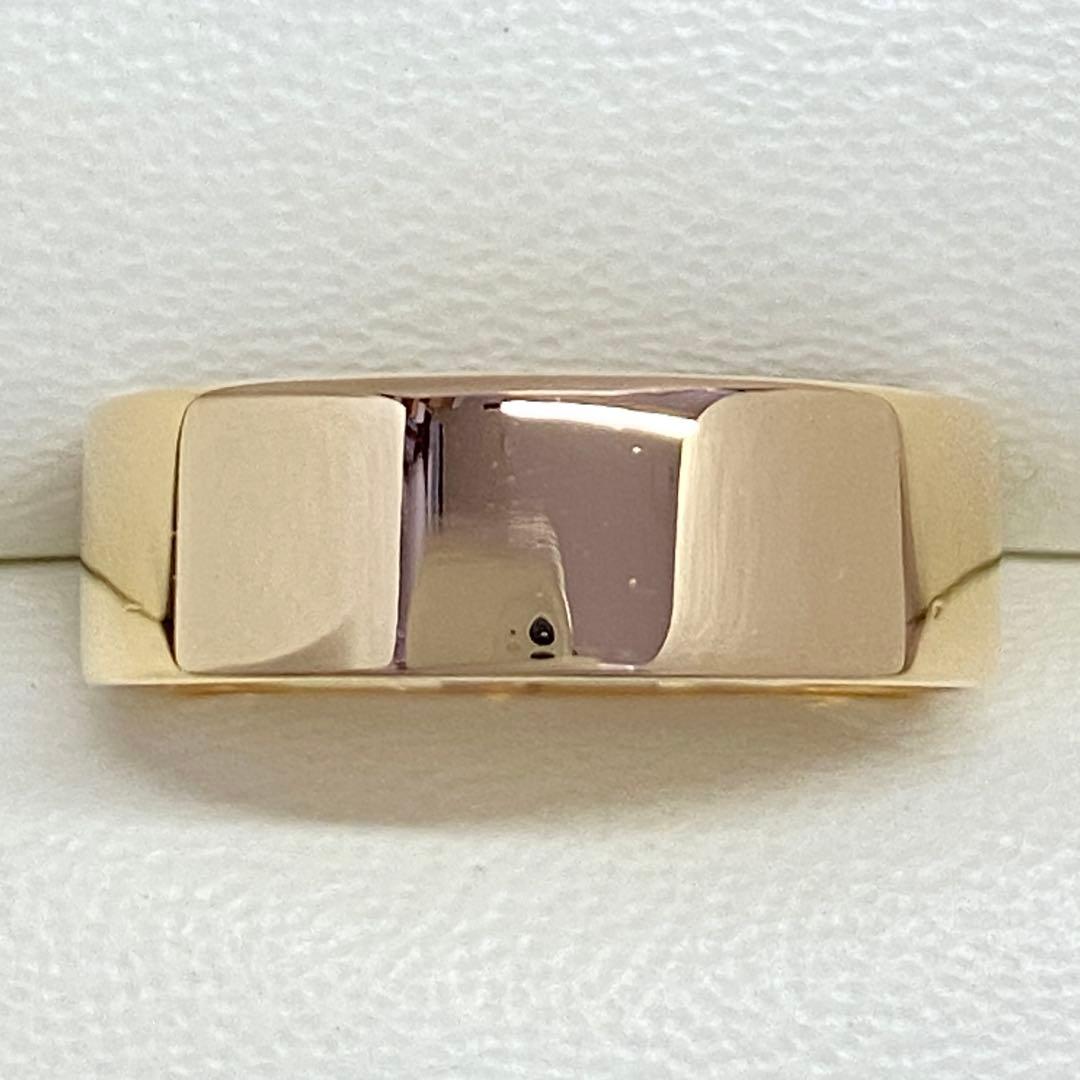 K18イエローゴールド　平打ちリング　サイズ15.3号　18金　6mm幅