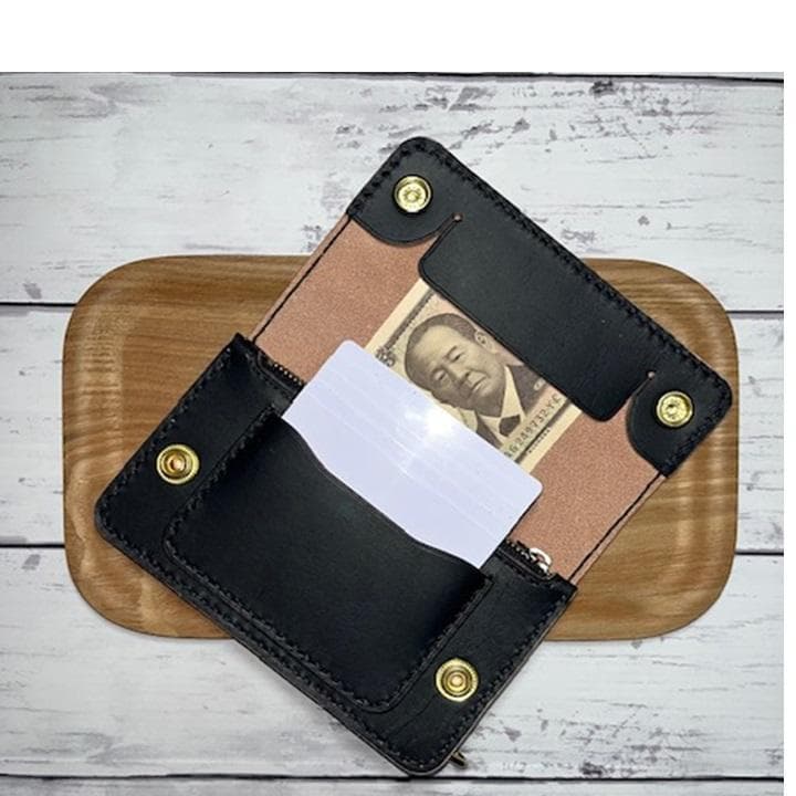 na0 ④ミドルトラッカーウォレット/姫路レザー茶芯/金具真鍮42タロン