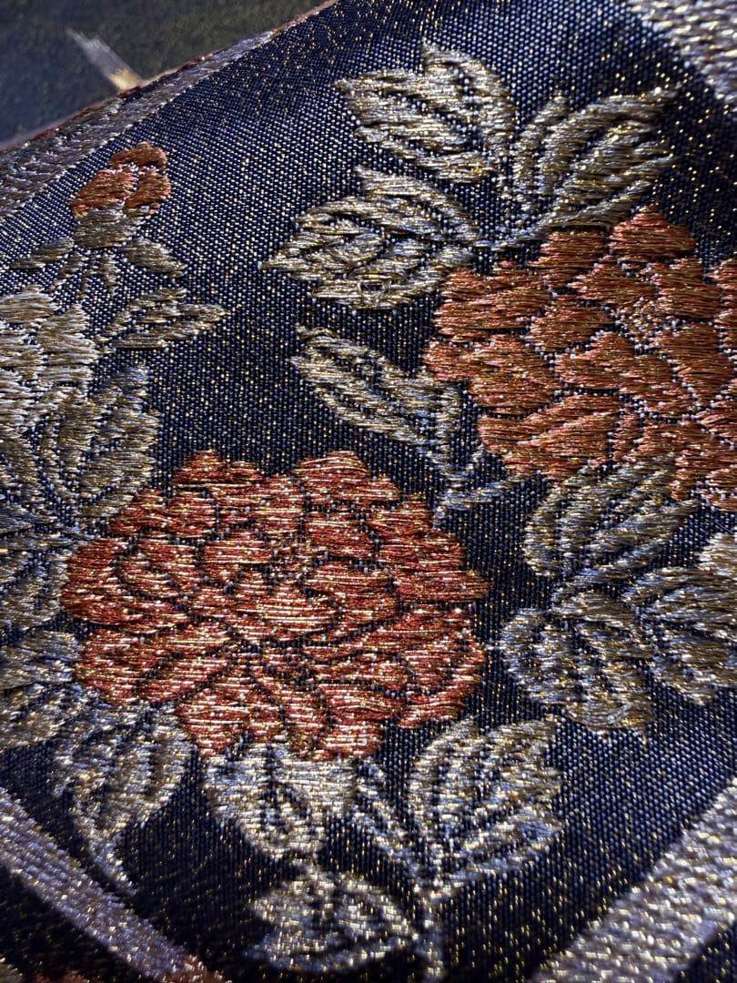 本草木柿渋染 伝統工芸士福本久人 袋帯 六通柄 正絹 花唐草 未使用 イ6371