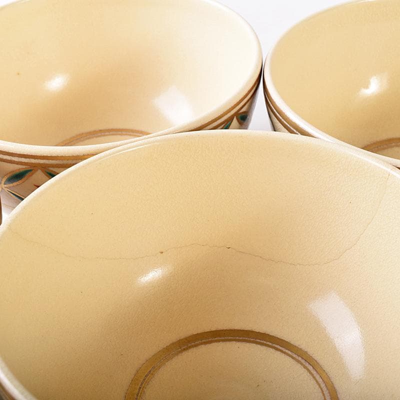 茶道具 京焼 杉田祥平造 色絵仁清 七宝干支図 茶碗 八客 共箱 MR7890B