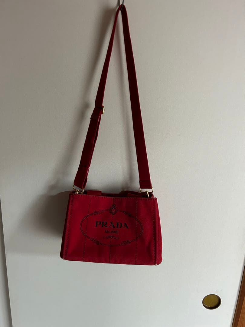PRADA CANAPA カナパ　レッド トートバッグ赤プラダ