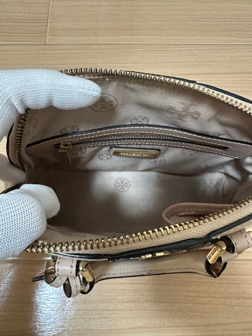 【保存袋付き】 トリーバーチ 2way ベージュ ブラック ハンド ショルダー